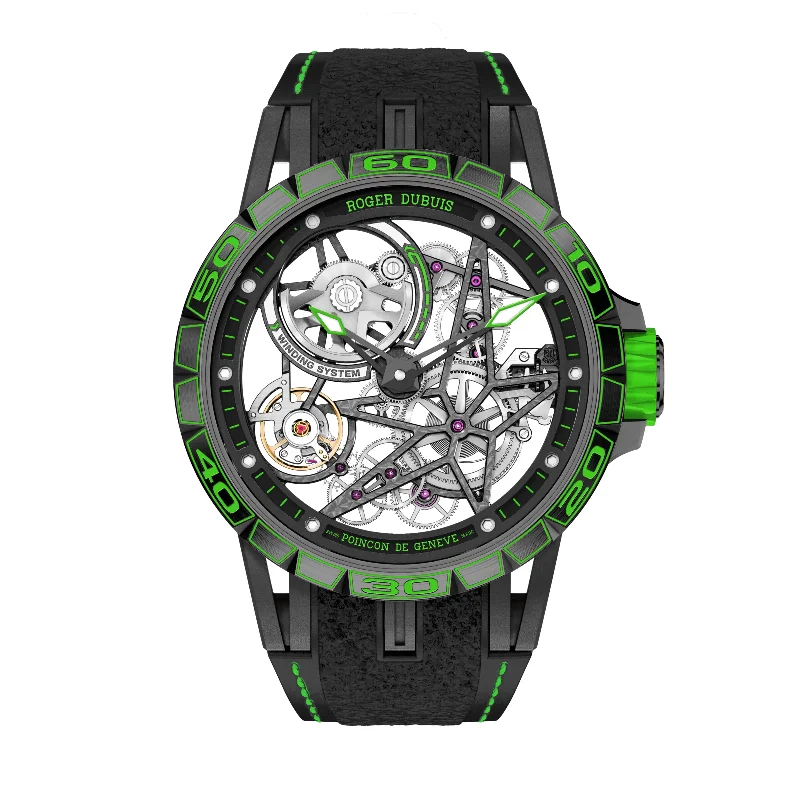 Necklaces and pendants with enamel accents for a colorful, eye-catching appearance-Roger Dubuis Excalibur Spider Pirelli Green