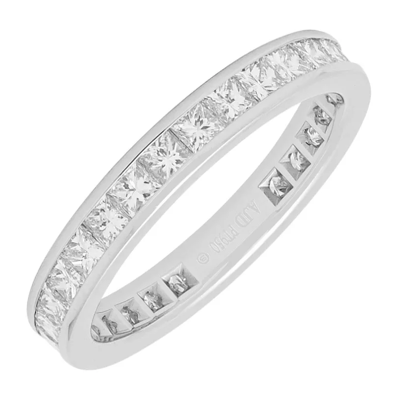 Best necklaces and pendants with crystal accents for a sparkling and elegant style-Princess Cut Diamond Channel Eternity Band in Platinum (2ct tw)