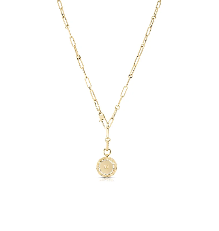 Best necklaces and pendants with personalized coordinates for a special keepsake-Roberto Coin 18K Yellow Gold Obelisco Diamond Medallion