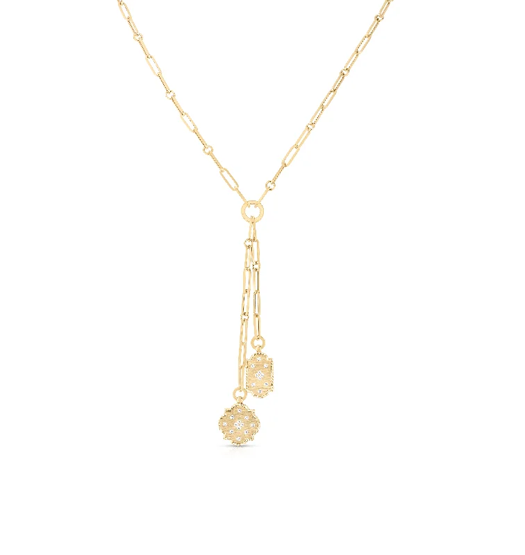 Best necklaces and pendants with oval pendants for a classic, elegant shape-Roberto Coin 18K Yellow Gold Venetian Double Medallion - Fink's Exclusive