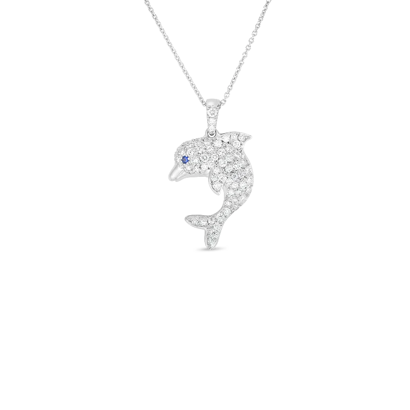 Necklaces and pendants with zodiac constellation designs for an astrological touch-Roberto Coin Classic 18K White Gold Dolphin Pendant