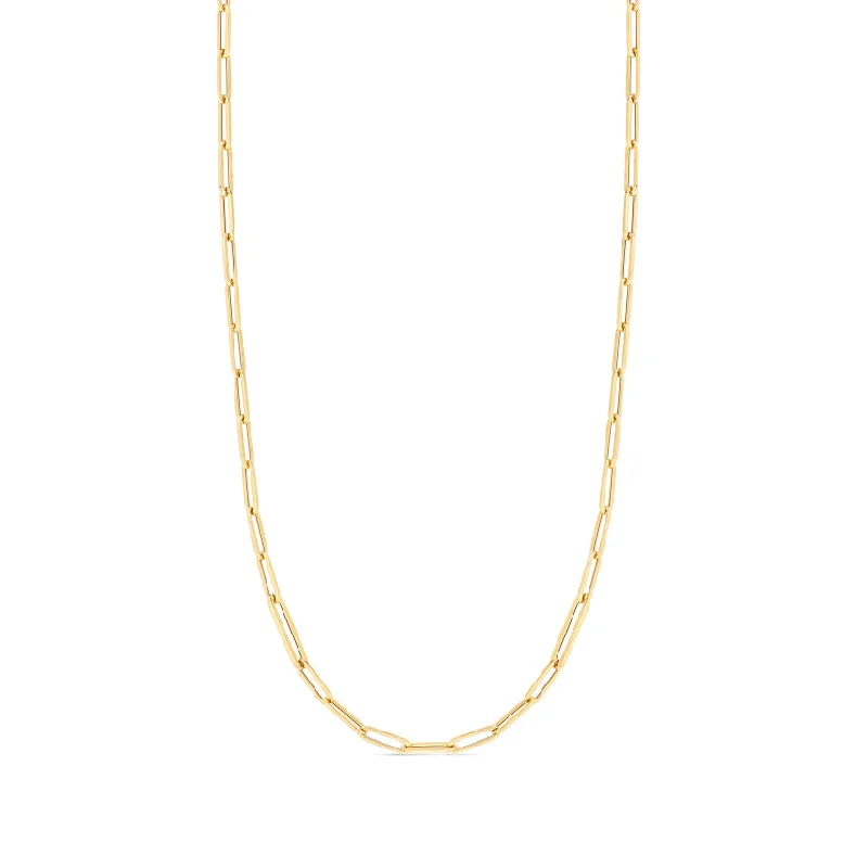 Simple necklaces and pendants with tiny charms for a delicate and casual vibe-Roberto Coin Designer Gold Paperclip Link Chain, 34"