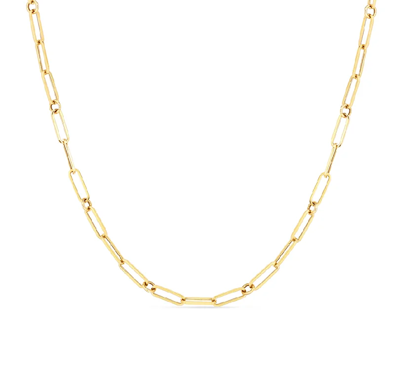 Best necklaces and pendants with heart-shaped designs for a romantic look-Roberto Coin Designer Gold Yellow Gold Fine Paperclip Necklace, 31"