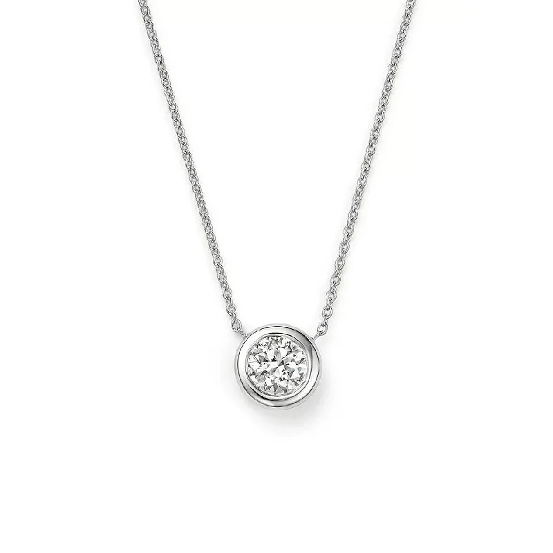 Best necklaces and pendants with gemstone clusters for a bold and colorful effect-Roberto Coin Diamonds by the Inch Diamond Bezel Necklace in 18K White Gold