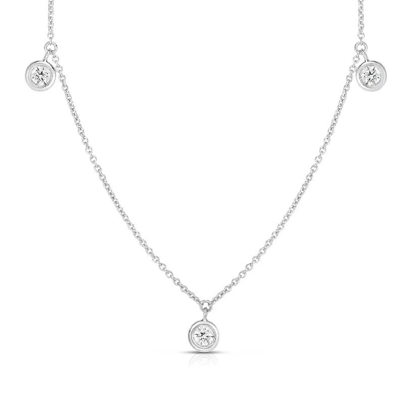 Stylish necklaces and pendants with diamonds for a glamorous and elegant look-Roberto Coin Diamonds by the Inch Diamond Drop Station Necklace in 18K White Gold