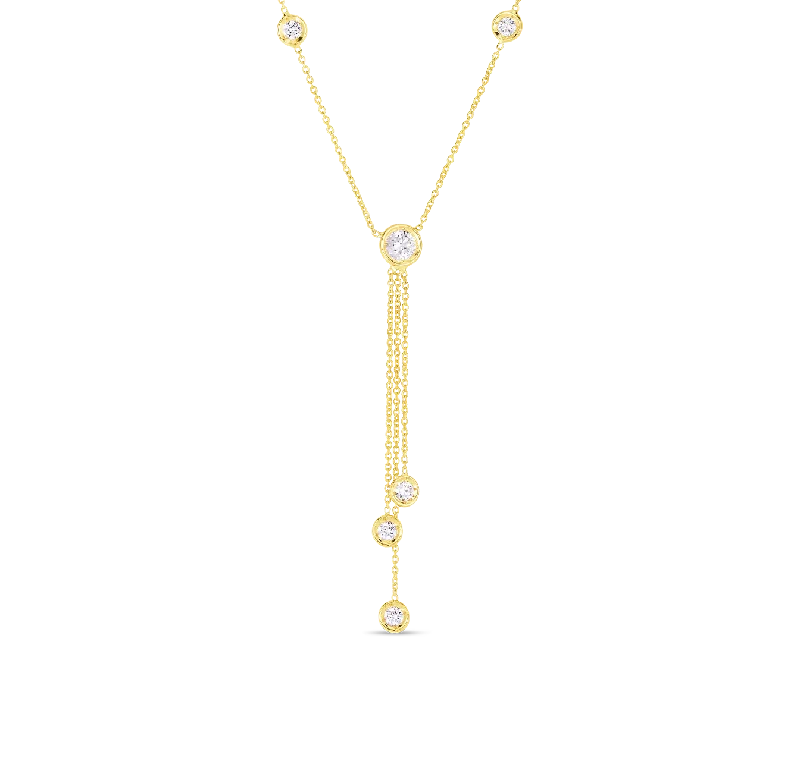 Necklaces and pendants with personalized charms for a custom piece of jewelry-Roberto Coin Diamonds by the Inch Yellow Gold Triple Drop Necklace