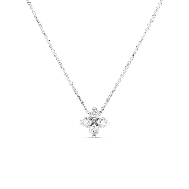 Best necklaces and pendants with infinity hearts for a romantic, eternal symbol-Roberto Coin Love in Verona White Gold Small Diamond Flower Necklace