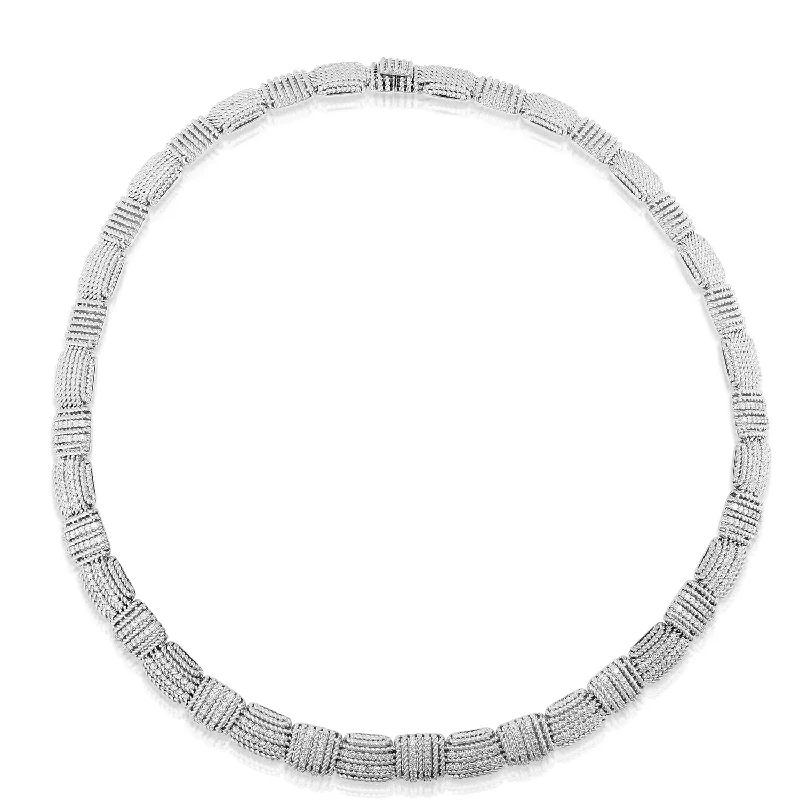 Personalized necklaces and pendants with name engravings for a custom touch-Roberto Coin Opera 18K Gold Collar Necklace with Diamond Accents in White Gold