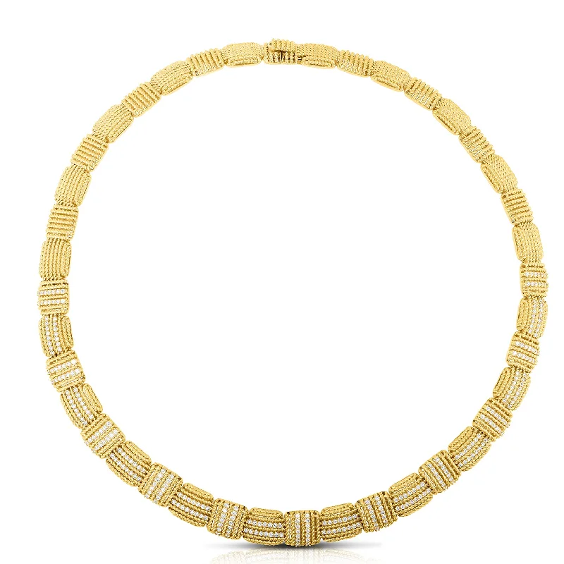 Elegant necklaces and pendants with gold chains for a chic, timeless appearance-Roberto Coin Opera 18K Gold Collar Necklace with Diamond Accents in Yellow Gold