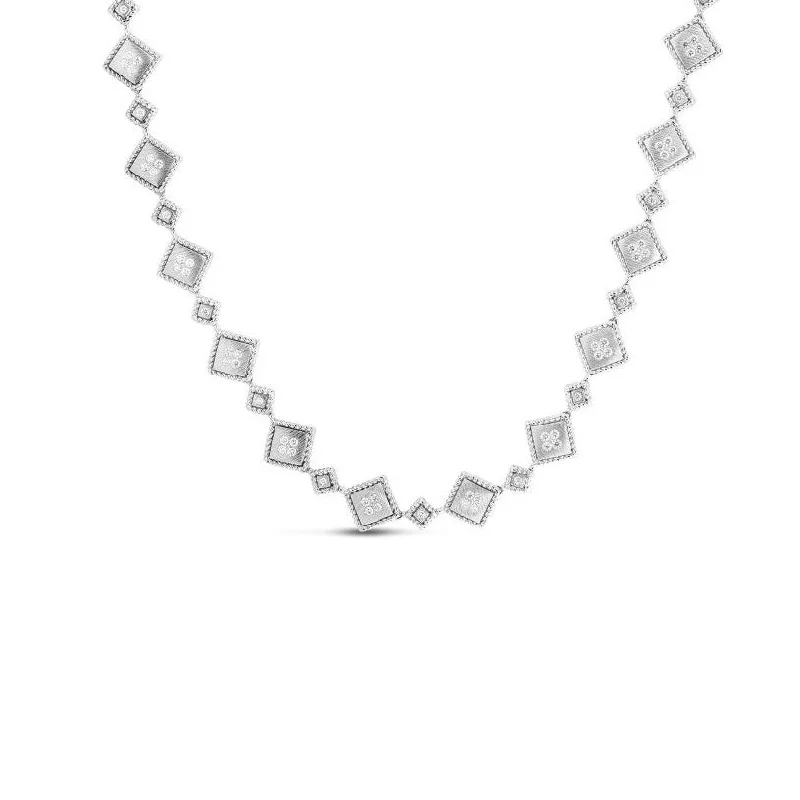 Beautiful necklaces and pendants with butterfly motifs for a whimsical style-Roberto Coin Palazzo Ducale Diamond Collar Necklace in 18K White Gold