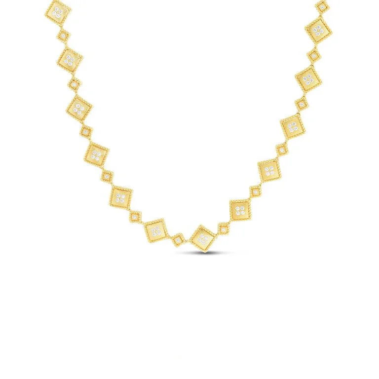 Personalized necklaces and pendants with initials for a customized and meaningful gift-Roberto Coin Palazzo Ducale Diamond Collar Necklace in 18K Yellow Gold