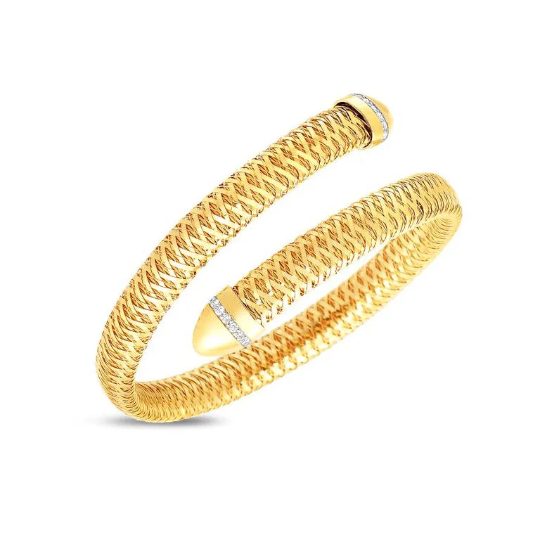 Best necklaces and pendants with minimalist pendants for a sleek, understated look-Roberto Coin Primavera 18K Yellow Gold Flexible Snake Cuff with Diamonds