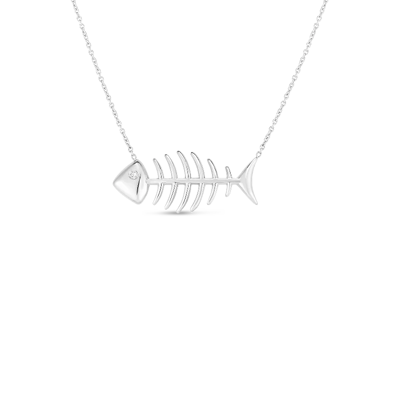 Elegant necklaces and pendants with onyx stones for a sleek, polished look-Roberto Coin Tiny Treasure 18K White Gold Fishbone Pendant