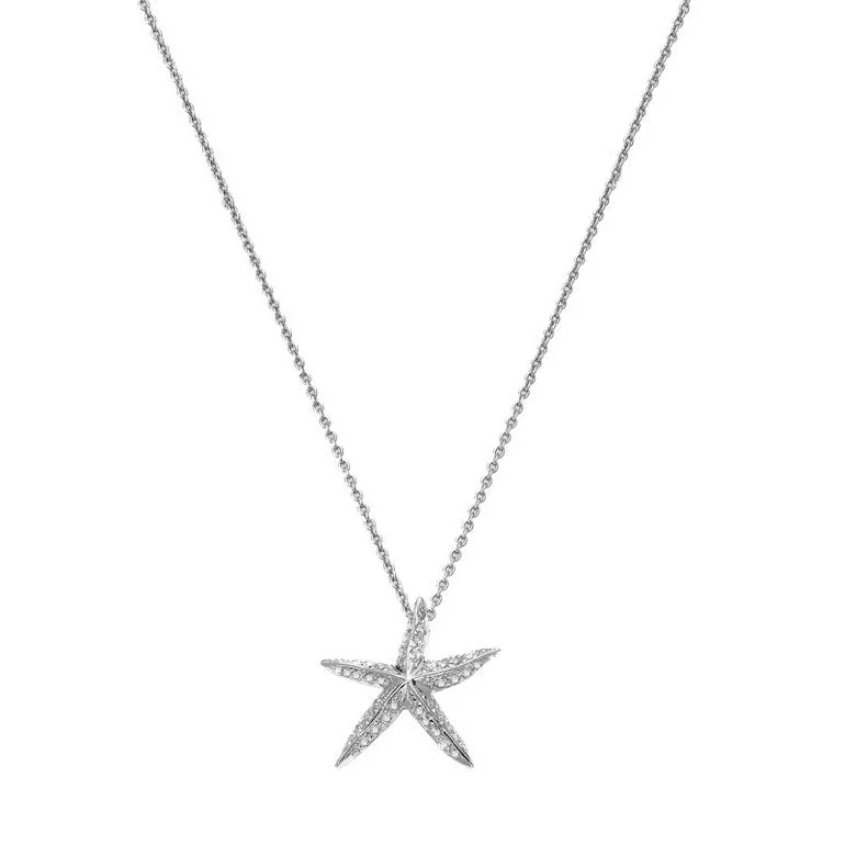 Best necklaces and pendants with personalized coordinates for a special keepsake-Roberto Coin Tiny Treasures 18K White Gold and Diamond Starfish Pendant