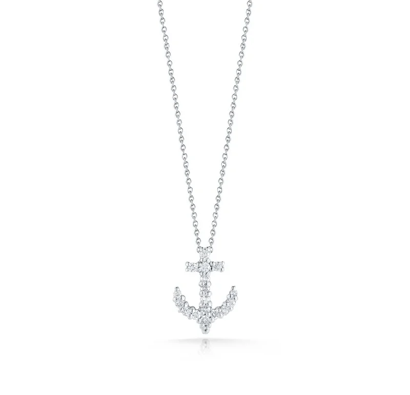 Best necklaces and pendants with glowing moonstone for an ethereal glow-Roberto Coin Tiny Treasures Diamond Anchor Pendant