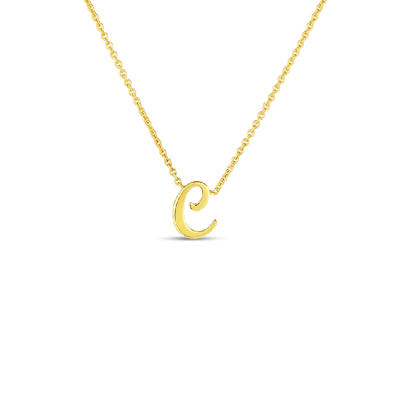 Best necklaces and pendants with black diamonds for an edgy, bold statement-Roberto Coin Tiny Treasures Yellow Gold Script Initial "C" Necklace