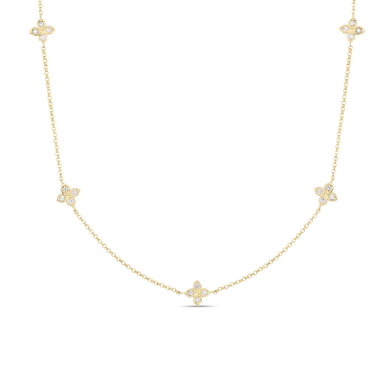 Necklaces and pendants with love knot designs for a romantic, meaningful symbol-Roberto Coin Yellow Gold Diamond Necklace, 17"