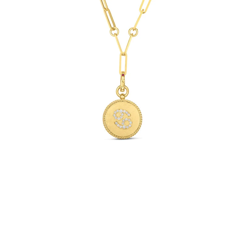 Beautiful necklaces and pendants with tree branch motifs for a nature-inspired design-Roberto Coin Zodiac Medallion 18K Yellow Gold Diamond Medallion Necklace in Cancer (6/22 - 7/23)