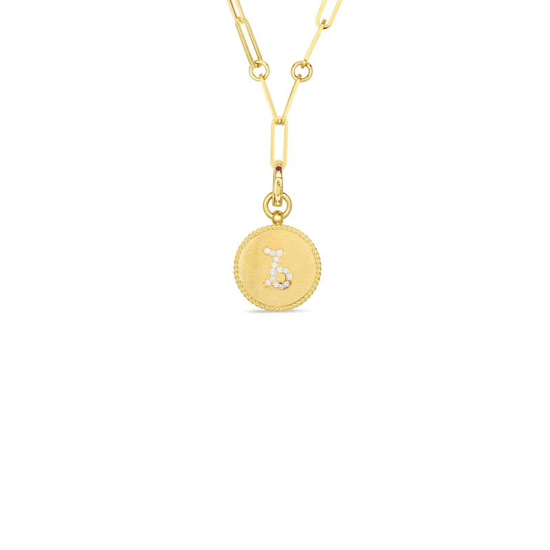 Necklaces and pendants with custom engravings for a personal, meaningful gift-Roberto Coin Zodiac Medallion 18K Yellow Gold Diamond Medallion Necklace in Capricorn (12/21 - 1/20)