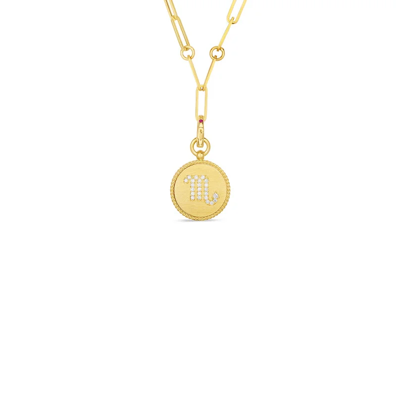 Best necklaces and pendants with silver chains for a sleek, timeless look-Roberto Coin Zodiac Medallion 18K Yellow Gold Diamond Medallion Necklace in Scorpio (10/23 - 11/22)