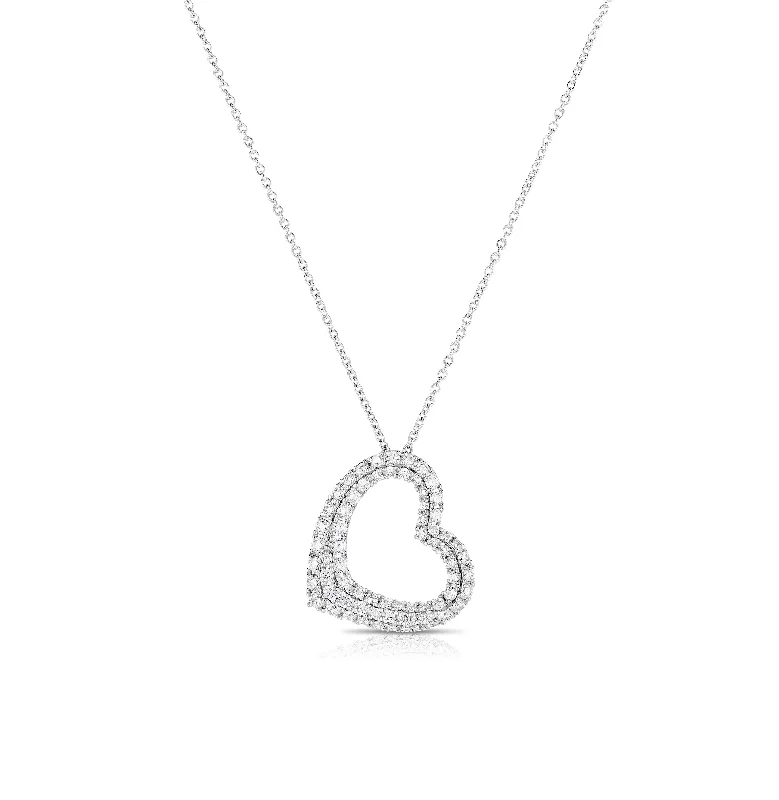 Beautiful necklaces and pendants with diamond halo settings for extra brilliance-Sabel 14K White Gold Open Heart Diamond Pendant