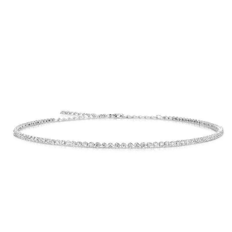 Beautiful necklaces and pendants with moonstone for an ethereal, mystical appearance-Sabel 14K White Gold Round Diamond Choker Necklace