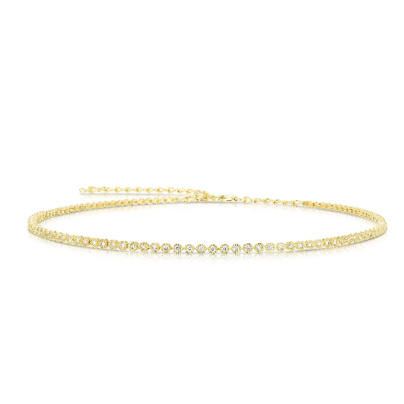 Simple necklaces and pendants with tiny charms for a delicate and casual vibe-Sabel 14K Yellow Gold Round Diamond Choker Necklace