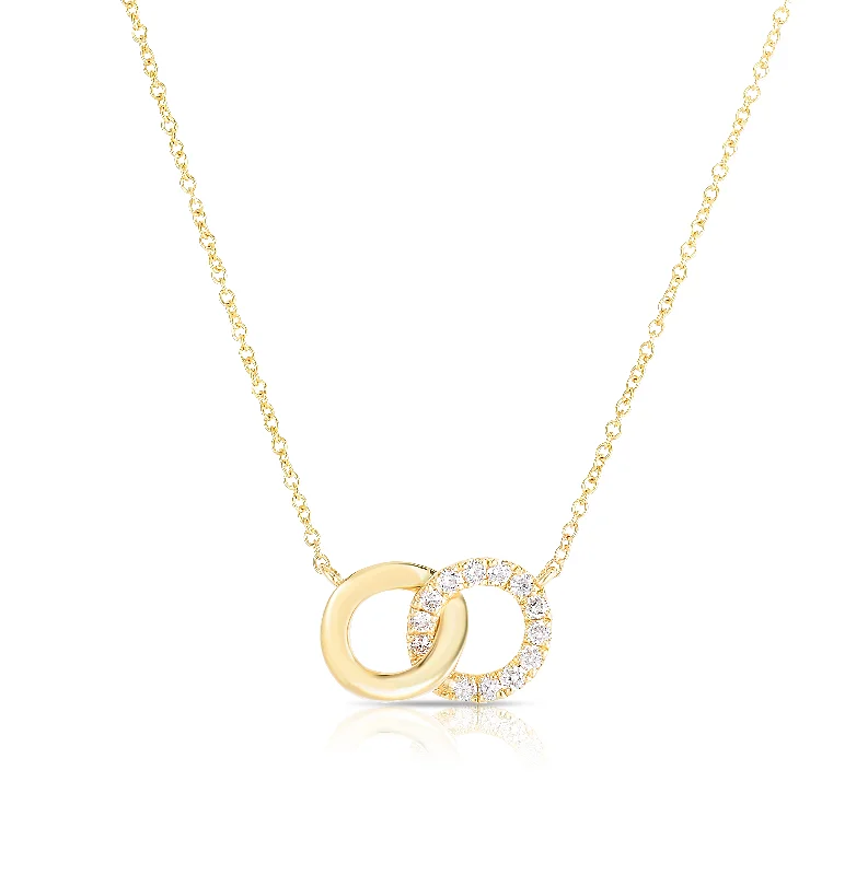 Necklaces and pendants with star-shaped designs for a whimsical, celestial touch-Sabel Collection 14K Double Circle Pendant Necklace with Diamonds