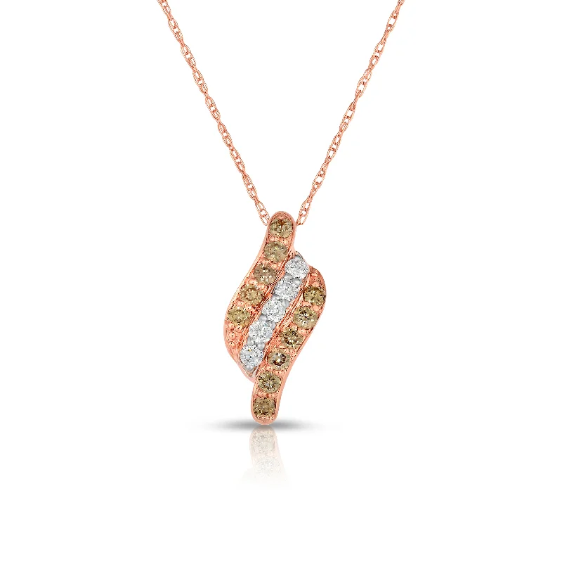 Stunning necklaces and pendants with birthstone pendants for a personal touch-Sabel Collection 14K Rose Gold Round Fancy and White Diamond Three Row Pendant