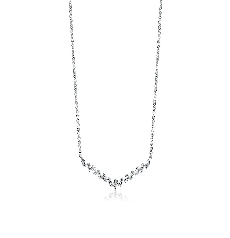 Best necklaces and pendants with vintage lockets for a nostalgic, sentimental look-Sabel Collection 14K White Gold Diamond Bar Necklace