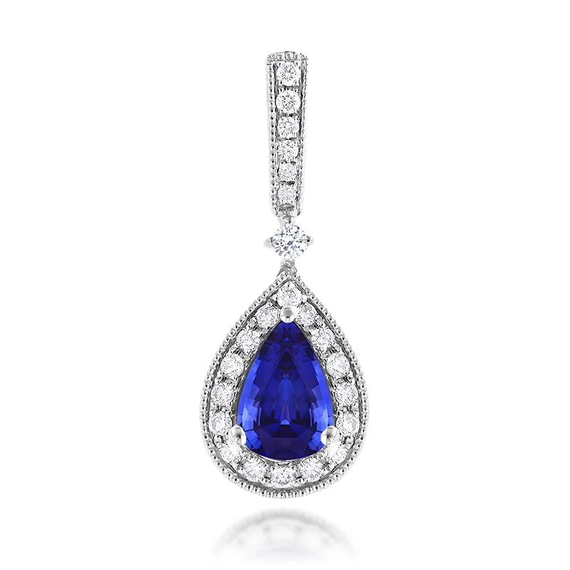 Elegant necklaces and pendants with gold chains for a chic, timeless appearance-Sabel Collection 14K White Gold Pear Tanzanite and Diamond Pendant