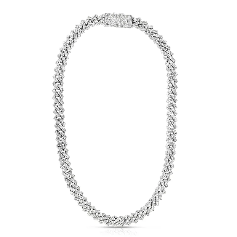 Elegant necklaces and pendants with gold chains for a chic, timeless appearance-Sabel Collection 14K White Gold Round Diamond Pave Curb Link Necklace