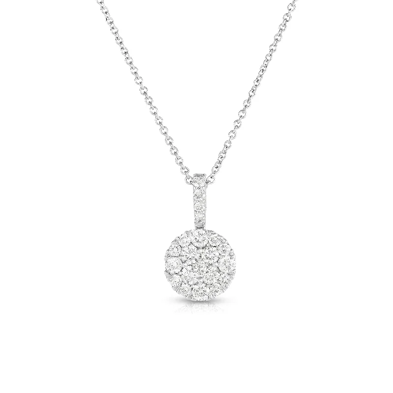 Necklaces and pendants with enamel accents for a colorful, eye-catching appearance-Sabel Collection 14K White Gold Round Diamond Cluster Pendant