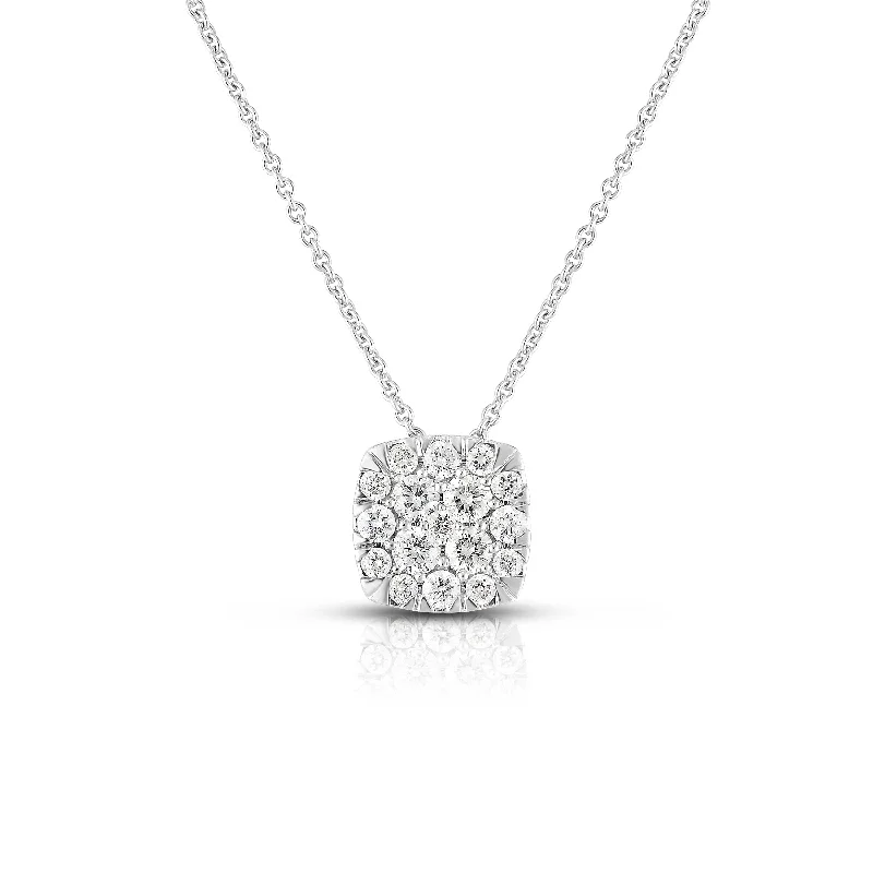 Unique necklaces and pendants with gemstones for a colorful and vibrant statement-Sabel Collection 14K White Gold Round Diamond Square Cluster Pendant