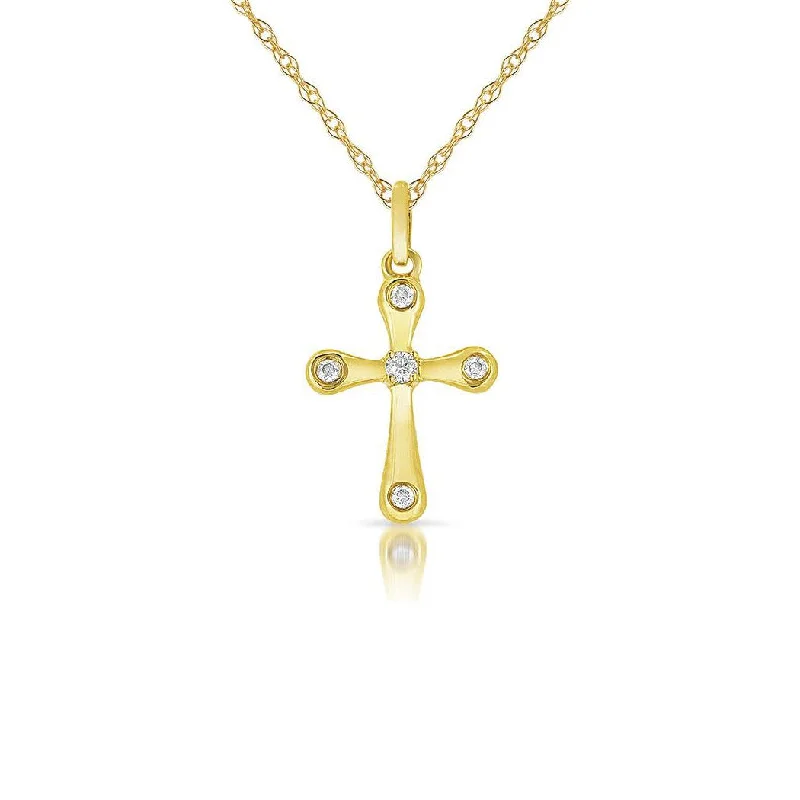 Simple necklaces and pendants with bar pendants for a sleek modern design-Sabel Collection Cross Necklace with Diamonds in 14K Yellow Gold