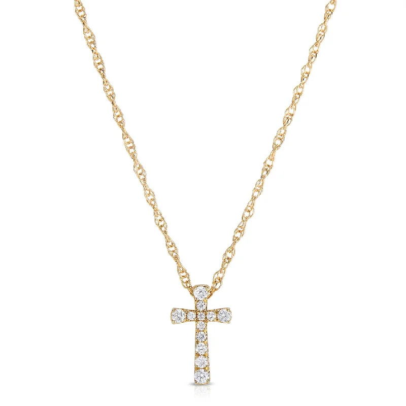 Best necklaces and pendants with oval pendants for a classic, elegant shape-Sabel Collection 14K Yellow Gold Cross Pendant Necklace with Diamonds