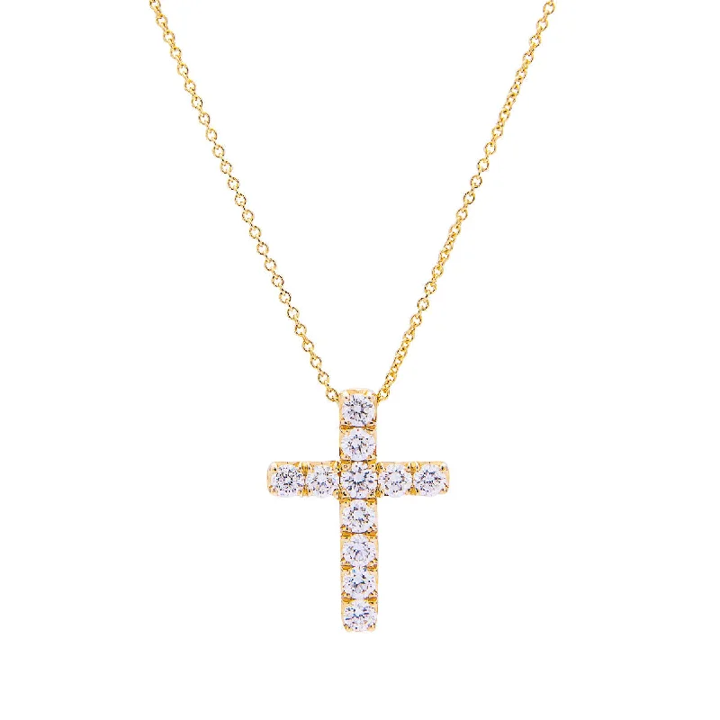 Best necklaces and pendants with opal gemstones for an iridescent glow-Sabel Collection 14K Yellow Gold Diamond Cross Pendant Necklace