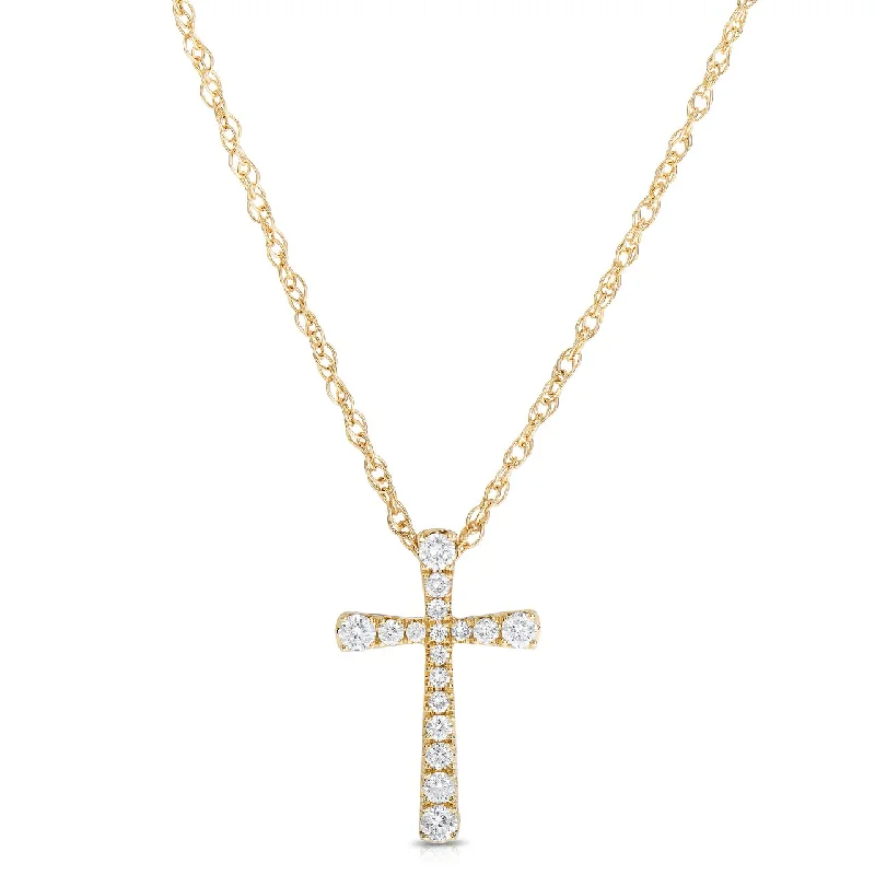 Stunning necklaces and pendants with ruby and diamond combinations for a luxurious effect-Sabel Collection 14K Yellow Gold Diamond Cross Pendant