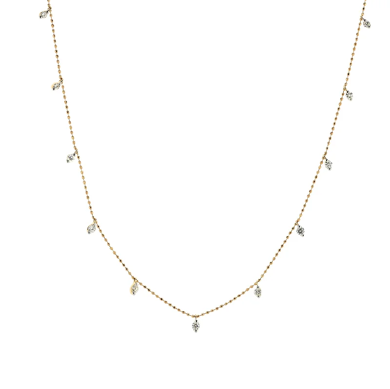 Best necklaces and pendants with emerald gemstones for a rich, sophisticated design-Sabel Collection Diamond Dangle Station Necklace in 14K Yellow Gold