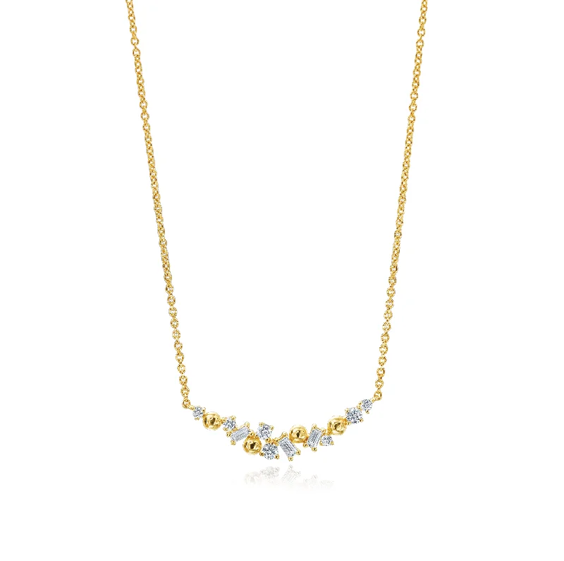 Elegant necklaces and pendants with onyx stones for a sleek, polished look-Sabel Collection 14K Yellow Gold Round and Baguette Diamond Beaded Pendant