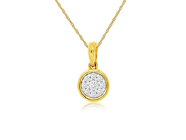 Best necklaces and pendants with turquoise stones for a vibrant boho-chic look-Sabel Collection 14K Yellow Gold Round Diamond Bezel Pendant