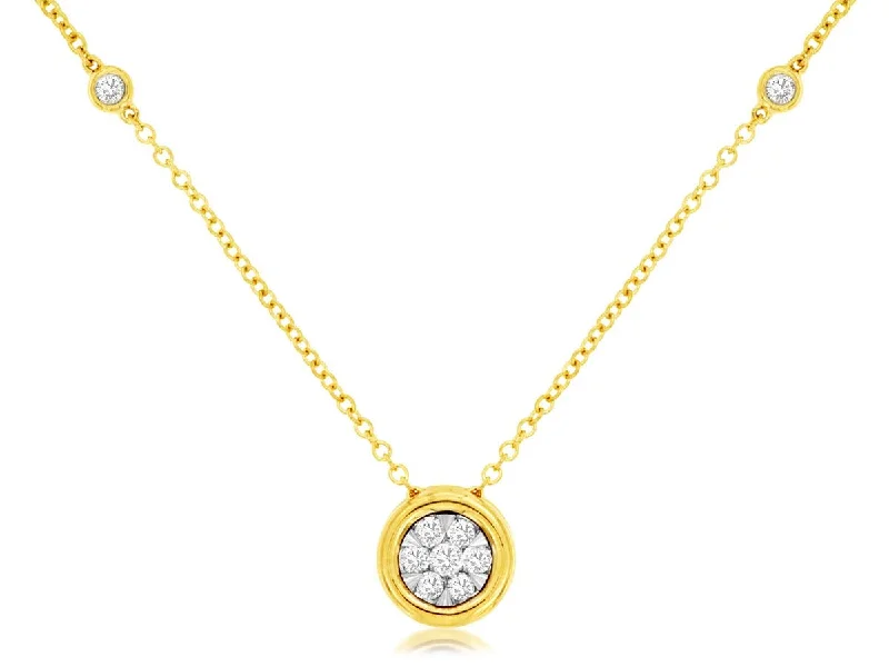 Trendy necklaces and pendants with statement pieces for a bold fashion statement-Sabel Collection 14K Yellow Gold Round Diamond Bezel Set Five Station Necklace