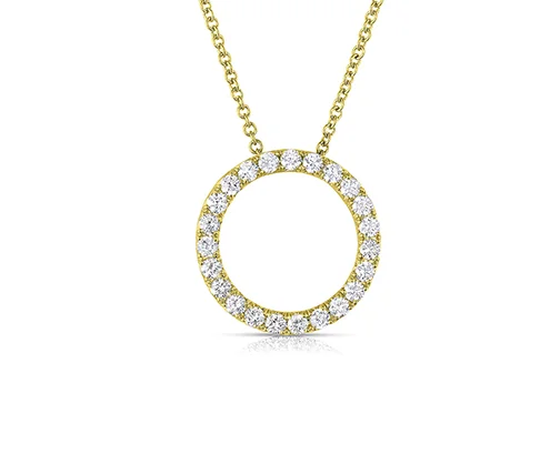 Best necklaces and pendants for everyday wear with minimalist designs-Sabel Collection 14K Yellow Gold Round Diamond Circle Pendant