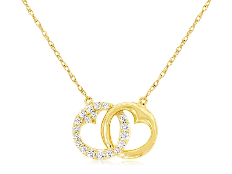 Necklaces and pendants with ocean-inspired designs for a refreshing, beachy feel-Sabel Collection 14K Yellow Gold Round Diamond Interlocking Heart Necklace