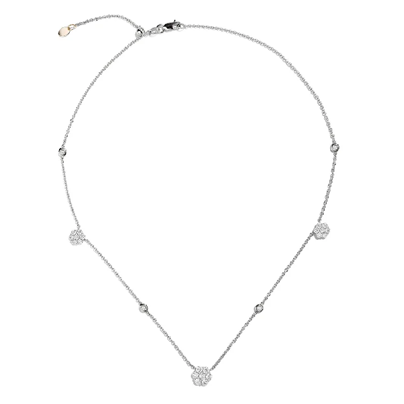 Beautiful necklaces and pendants with layered chains for a fashionable, chic look-Sabel Collection 18K White Gold Diamond Cluster Station Necklace