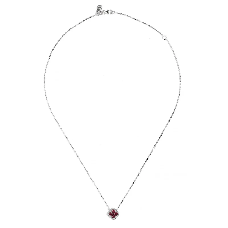 Best necklaces and pendants with personalized coordinates for a special keepsake-Sabel Collection 18K White Gold Round Ruby and Diamond Pendant