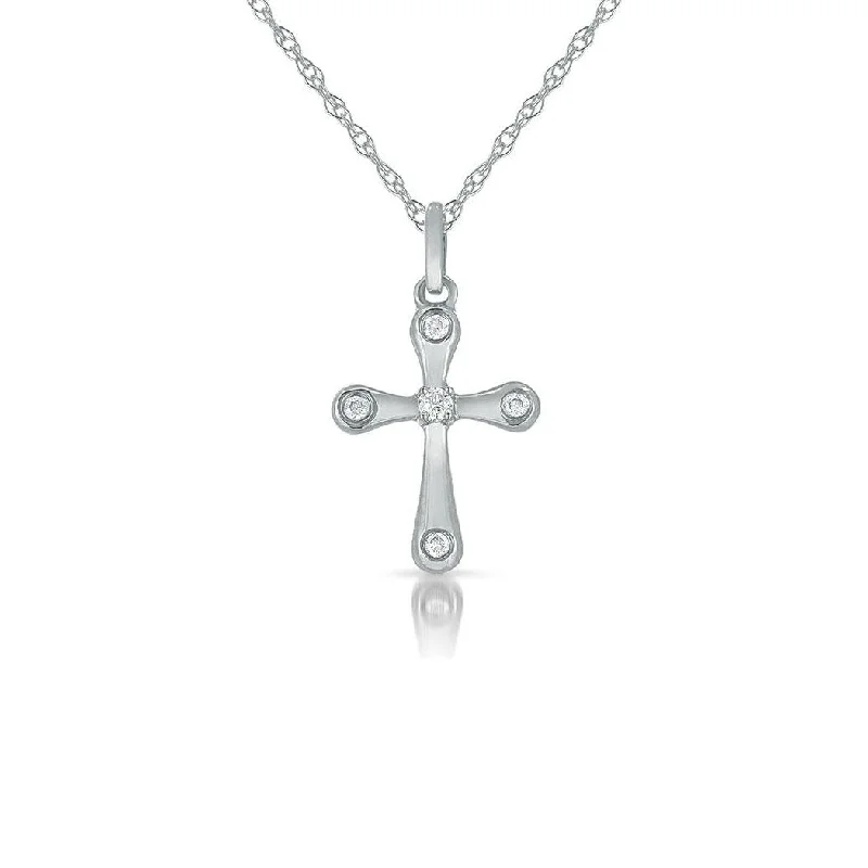 Beautiful necklaces and pendants with gemstone teardrops for an elegant effect-Sabel Collection Cross Necklace with Diamonds in 14K White Gold