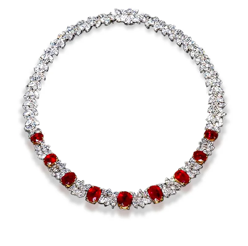 Stunning necklaces and pendants with birthstone pendants for a personal touch-Sabel Collection Platinum Thai Ruby and Diamond Collar Necklace