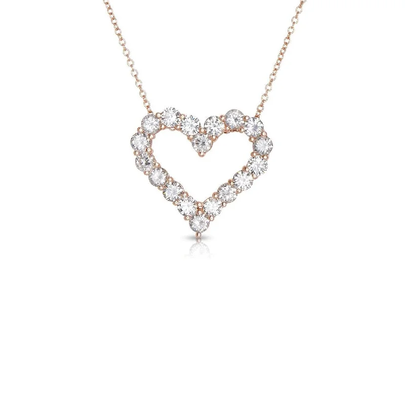 Unique necklaces and pendants with artistic shapes for a creative, one-of-a-kind design-Sabel Collection 14K Rose Gold and Diamond Heart Pendant