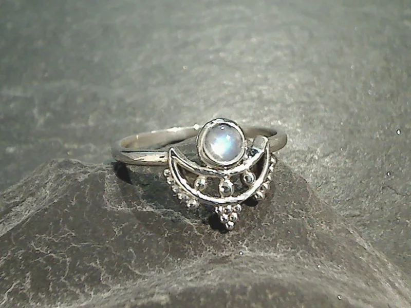 Women’s rings with brushed gold for subtlety -Size 7 Moonstone, Sterling Silver Ring